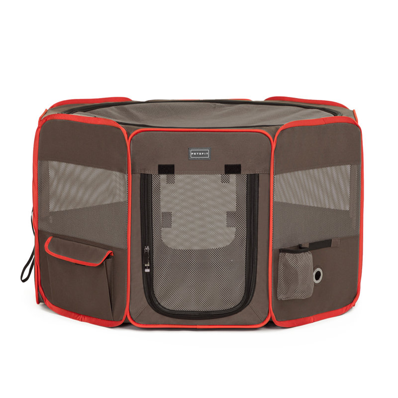 Caisse pour animaux amovible, Moyen (H 21 po x l 33 po x P 33 po), Gris / rouge