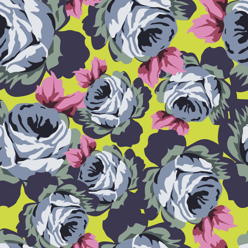 Seamless Rose Pattern by Engin Korkmaz - Wrapped Canvas Print, 30cm H x 30cm W x 3.8cm D