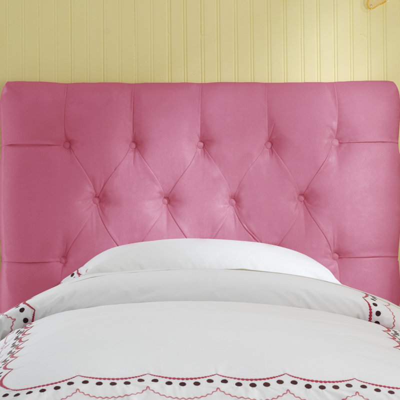 Tête de lit tapissier Alarica, Simple, Microsuède rose clair