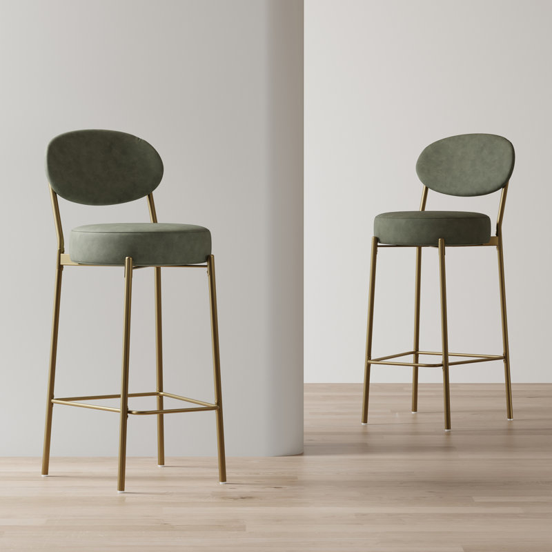 Ensemble de 2 tabourets de bar 29 po rembourrés en similicuir avec pieds dorés (vert)