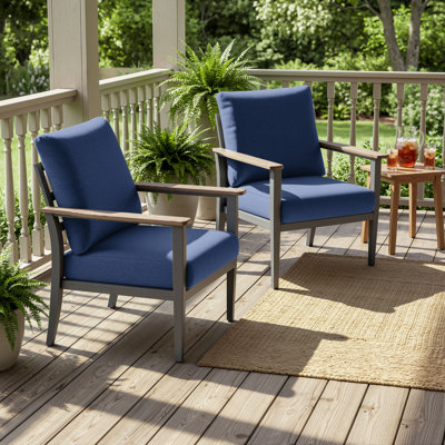 27" Wide All Weather Aluminum Ladder Back Patio Armchair with Wooden Arm