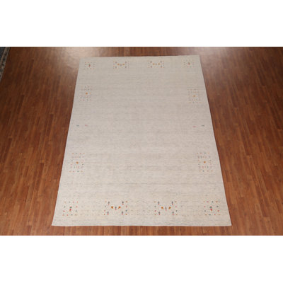 Tapis tribal ivoire Gabbeh 9 x 12