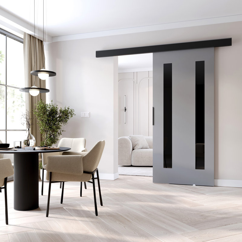 Sliding Door Prim H, Interior Door, 86cm x 205cm, Grey/Black