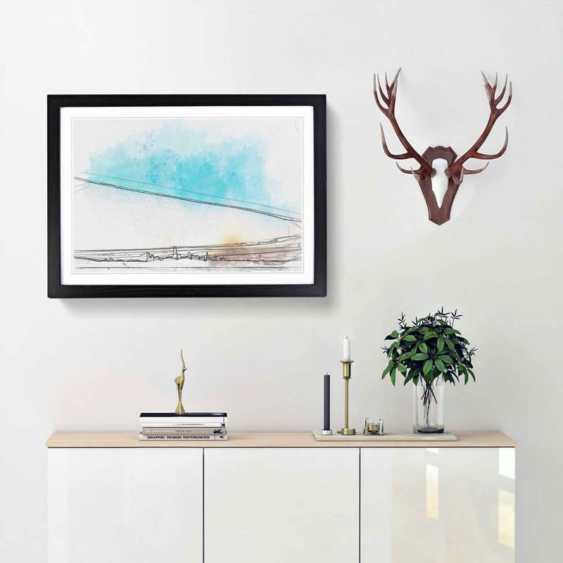 View of San Francisco in California in Abstract - Picture Frame Graphic Art Print, Black, 60cm H x 91cm W x 2cm D