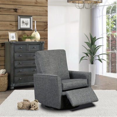 Urbana Gliding Swivel Recliner With Brushed Graphite Fabric - Made In USA