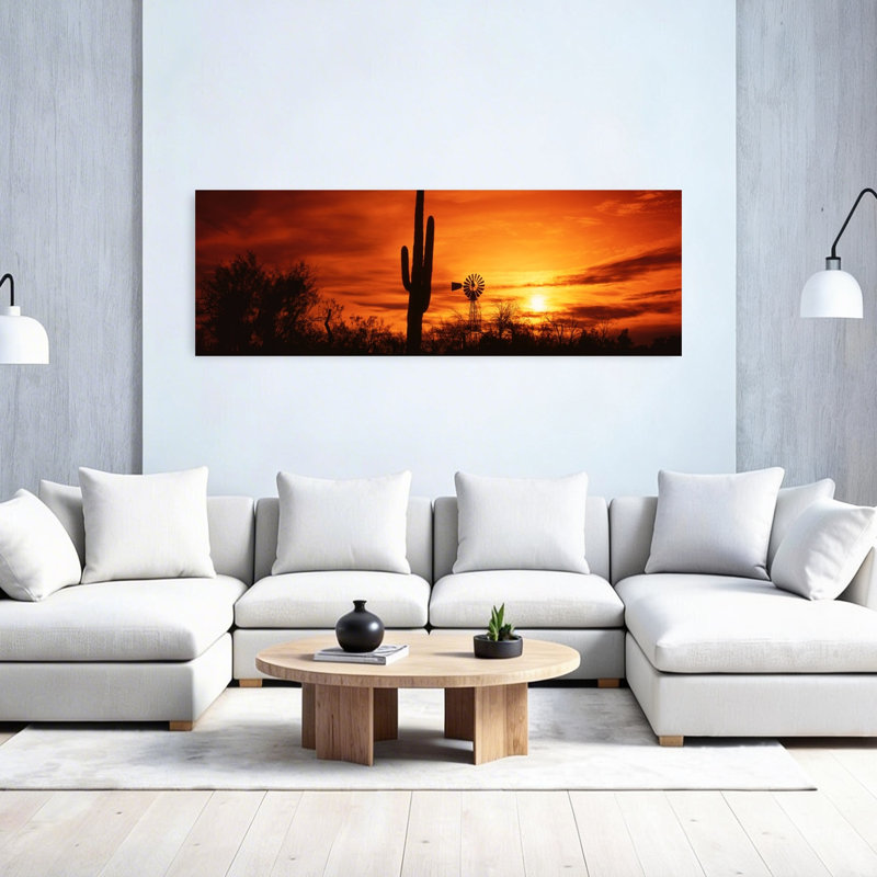 États-Unis, Arizona, désert de Sonora, coucher de soleil abstrait contemporain, paysage de cactus, art mural