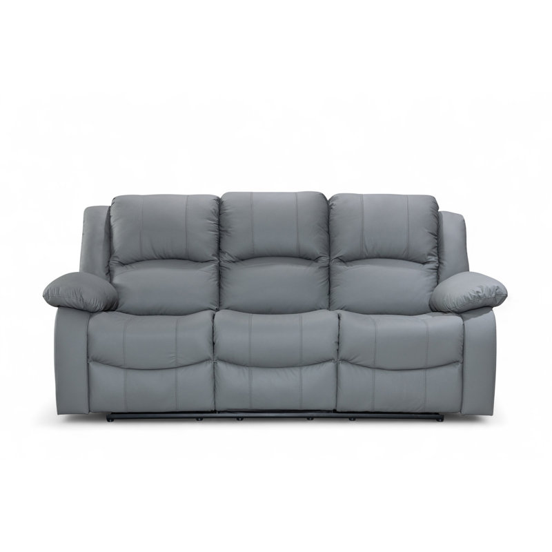 Aesir 3 Seater Faux Leather Reclining Sofa, 3, Grey