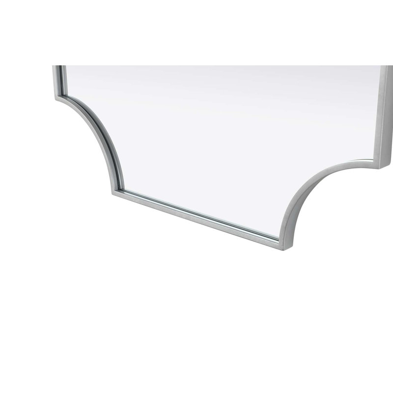 Notched Metal Mirror 24x42 inch in Silver, Silver, 42" x 24"
