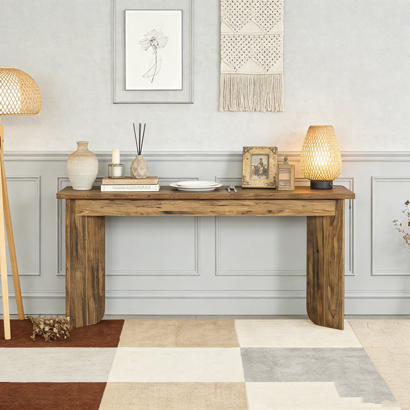Console en bois avec canapé et double caisson
