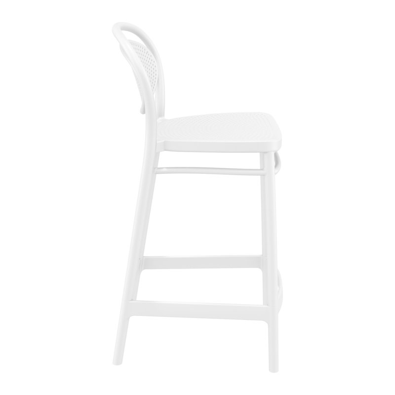 Tabouret de bar pour le patio Farrah, Blanc, Tabouret de comptoir (siège d'une hauteur de 25,6