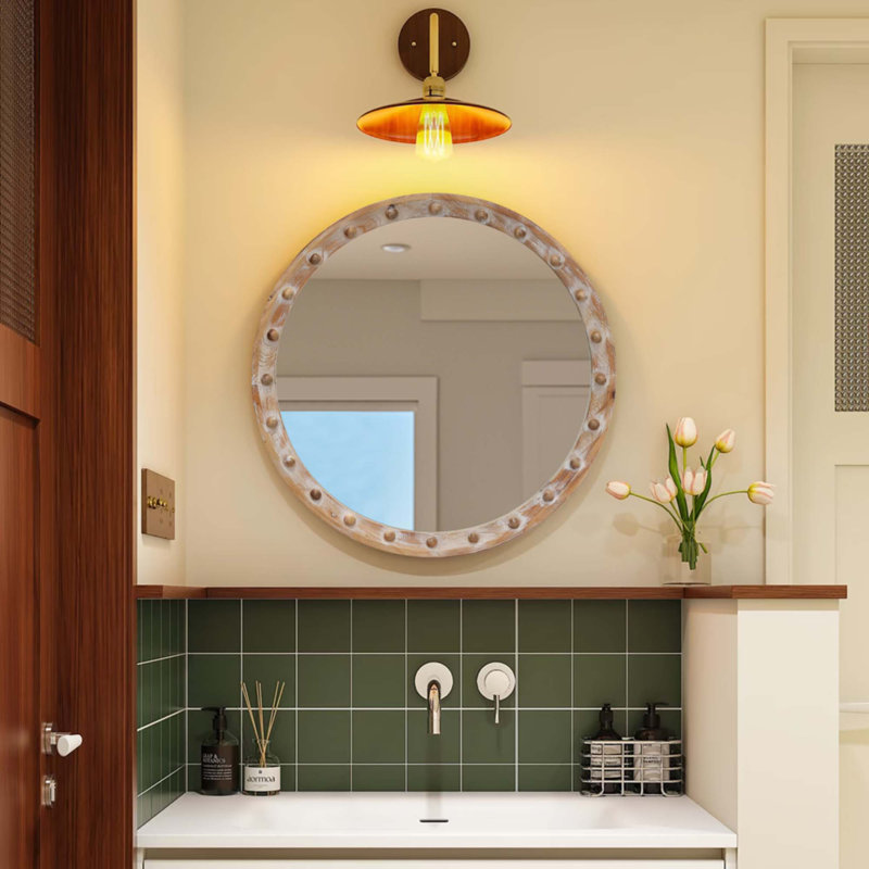 Vintage Rustic Round Wall Mirror