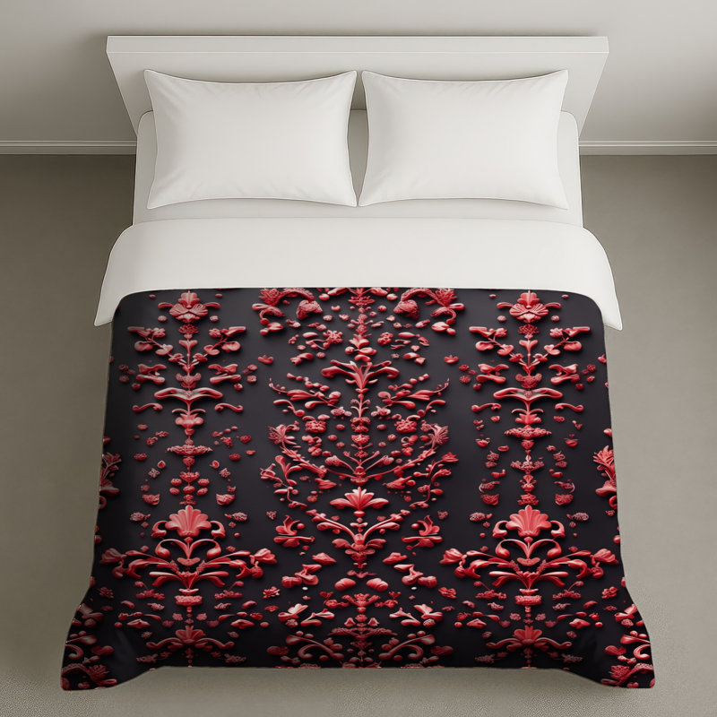 Housses de couette florales rouges, Queen