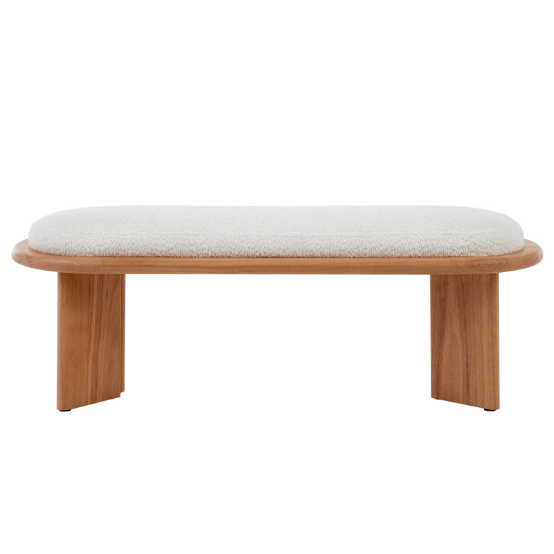 Banc rembourré en bois massif CloudHaven