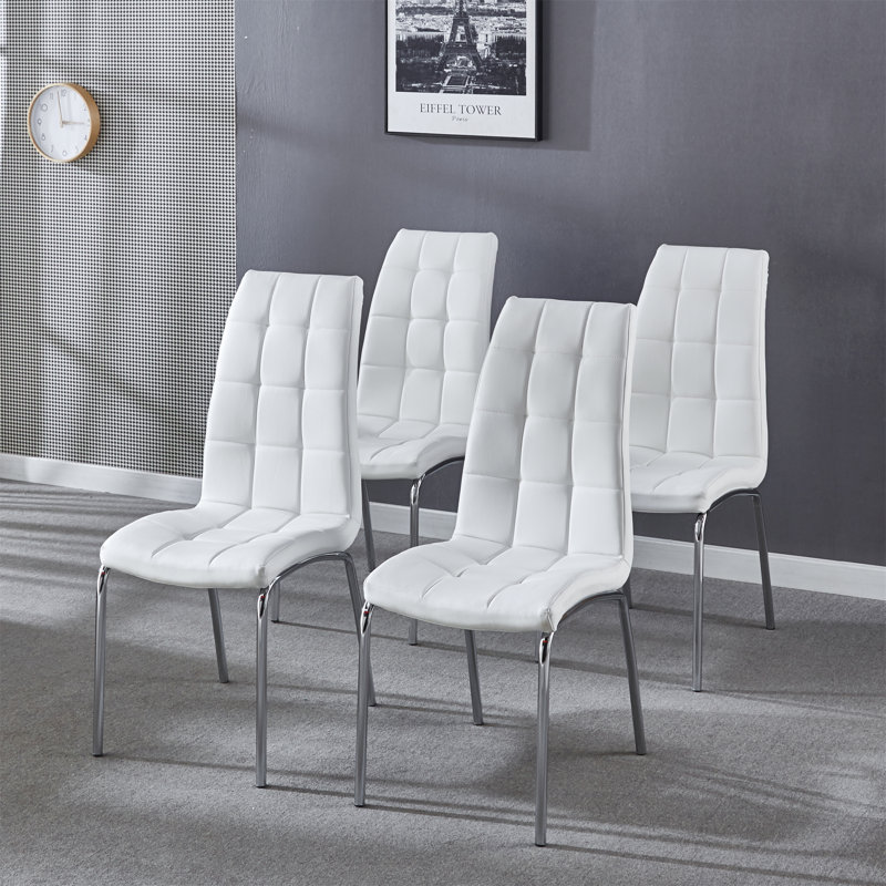 Burcker Tufted Upholstered Side Chair, White