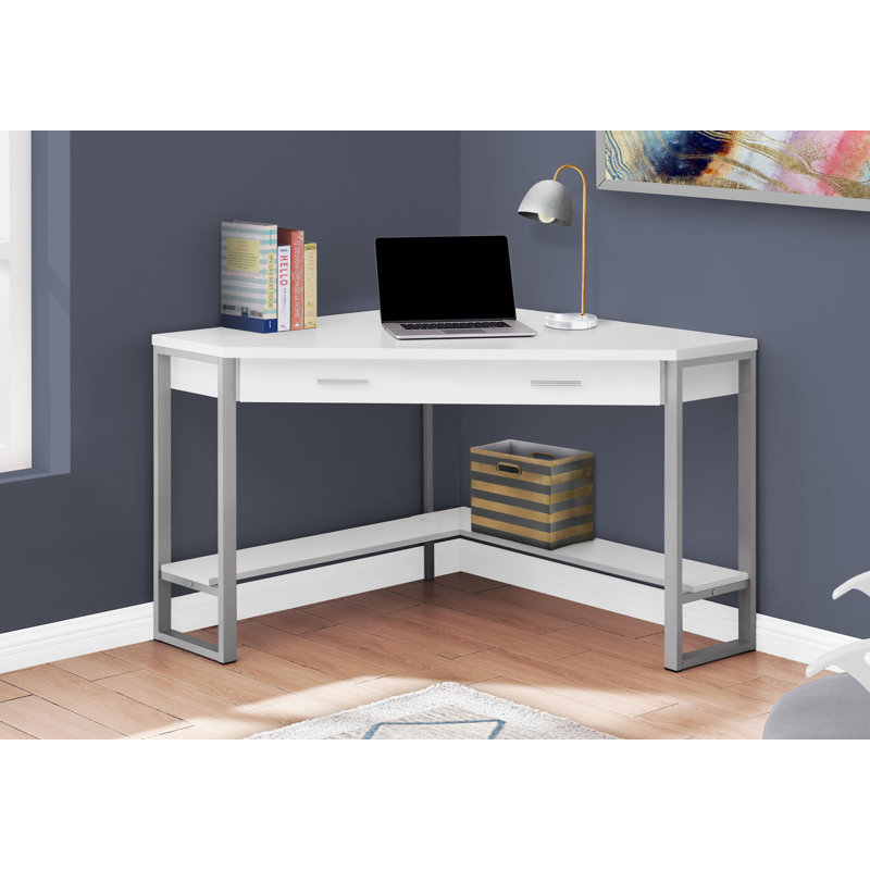 Bureau d'ordinateur Huggard, Blanc / argenté