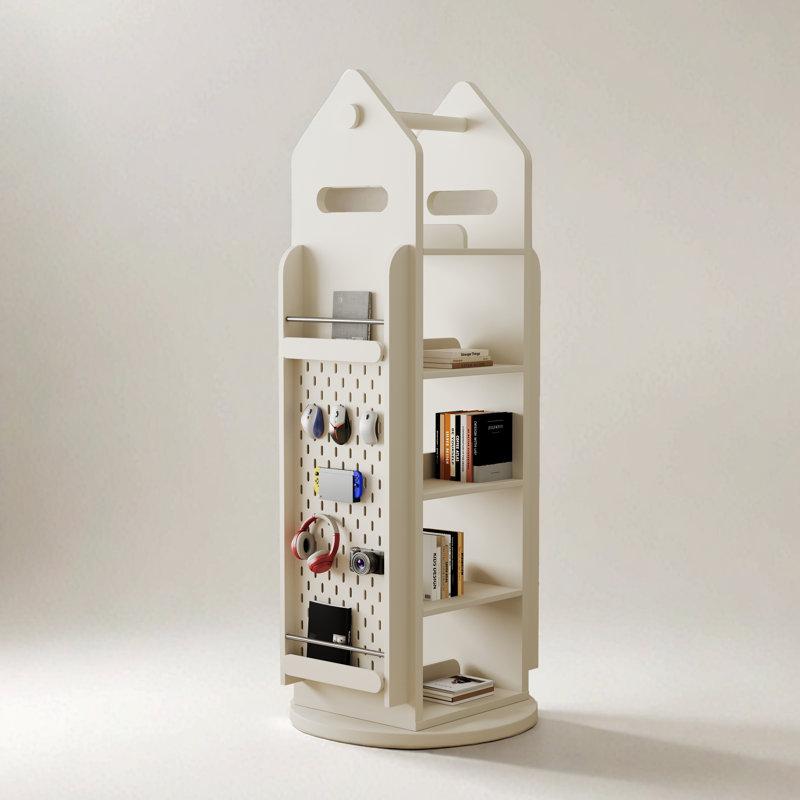 Bibliothèque rotative 360 avec support de rangement, bibliothèque autoportante pour la maison ou le bureau