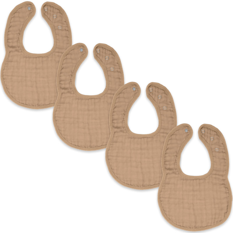 Comfy Cubs Muslin Bibs for Babies - Feeding, Drool and Teething Bib with Adjustable Snaps, Cedar