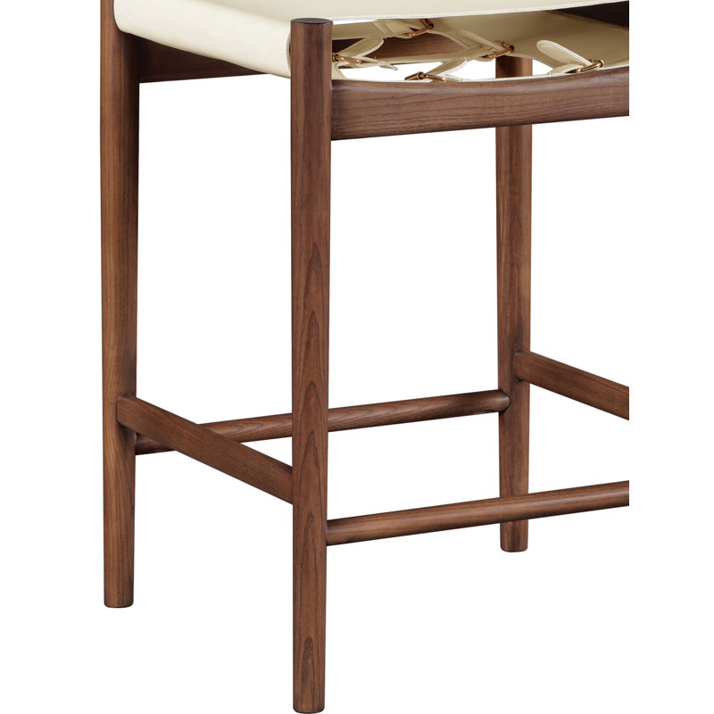 Tabouret de bar Rawlins, Cuir crème végétalien, Noir