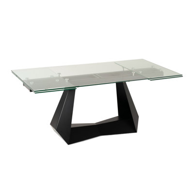 Maroney - Modern Black And Glass Extendable 70.5"/106" Dining Table