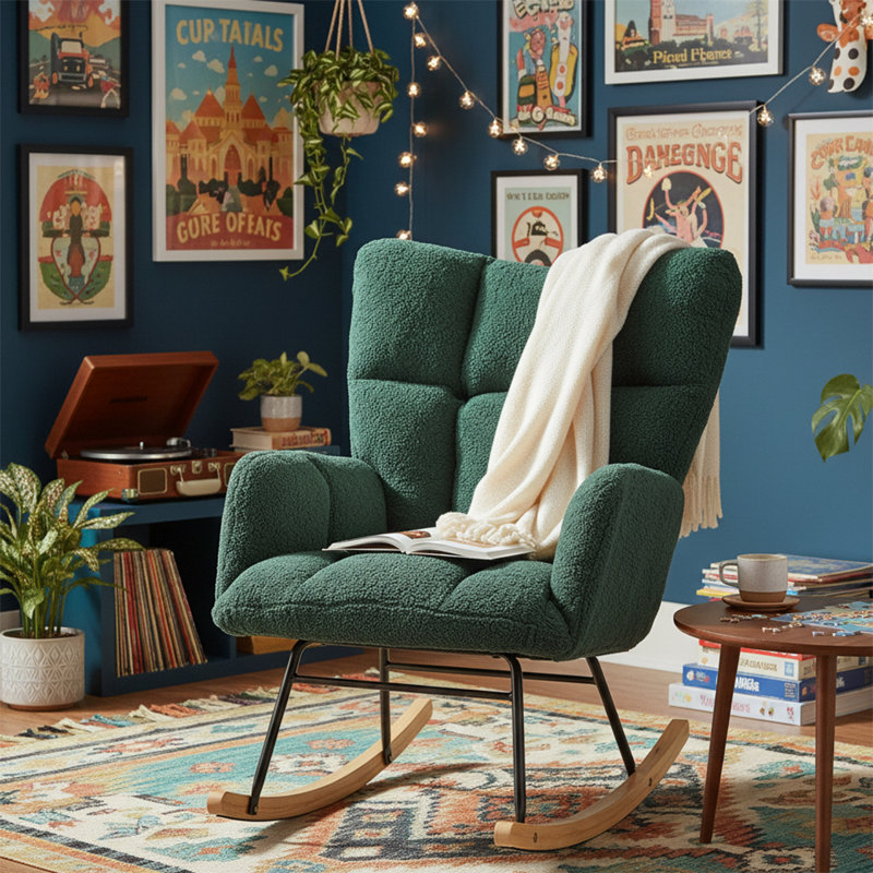 Chaise berçante rembourrée Modern, Vert