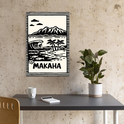 Makaha surfant à Hawaii, abstrait, palmier abstrait, plage de poisson, art mural