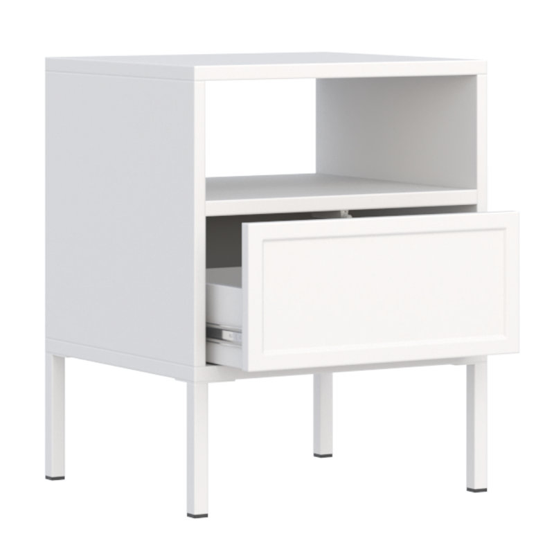 45 cm W Solid Wood Bedside Table, White