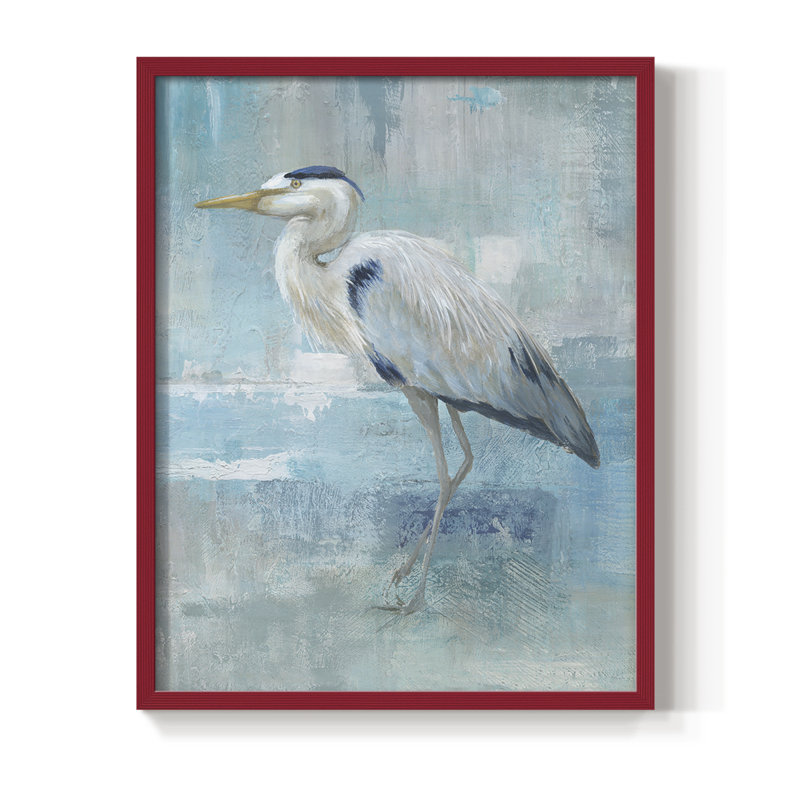 Blue Heron II, reproduction encadrée - bois massif, Rouge, H 10 po x l 8 po