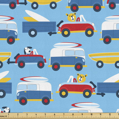 Cherrye Puppy in Cars Traffic Jam Surfboard Beach Road Multi-Purpose Fabric