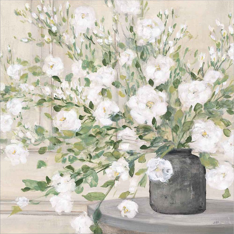 "White Bouquet Grey Vase" par Julia Purinton, art mural sur toile