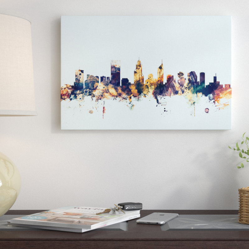 Skyline Series: Perth, Australie, impression sur toile tendue en bleu, H 26 po x l 40 po x P 1,5 po, Toile tendue
