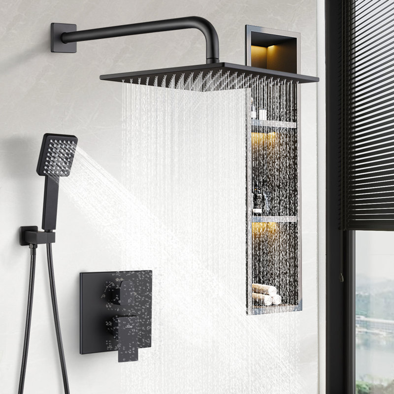 All Metal Complete Shower System with Rough-In Valve, 10"