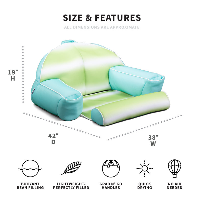 Rolling Wave Lime Quick-Drying Mesh Lazy Lounger with Headrest