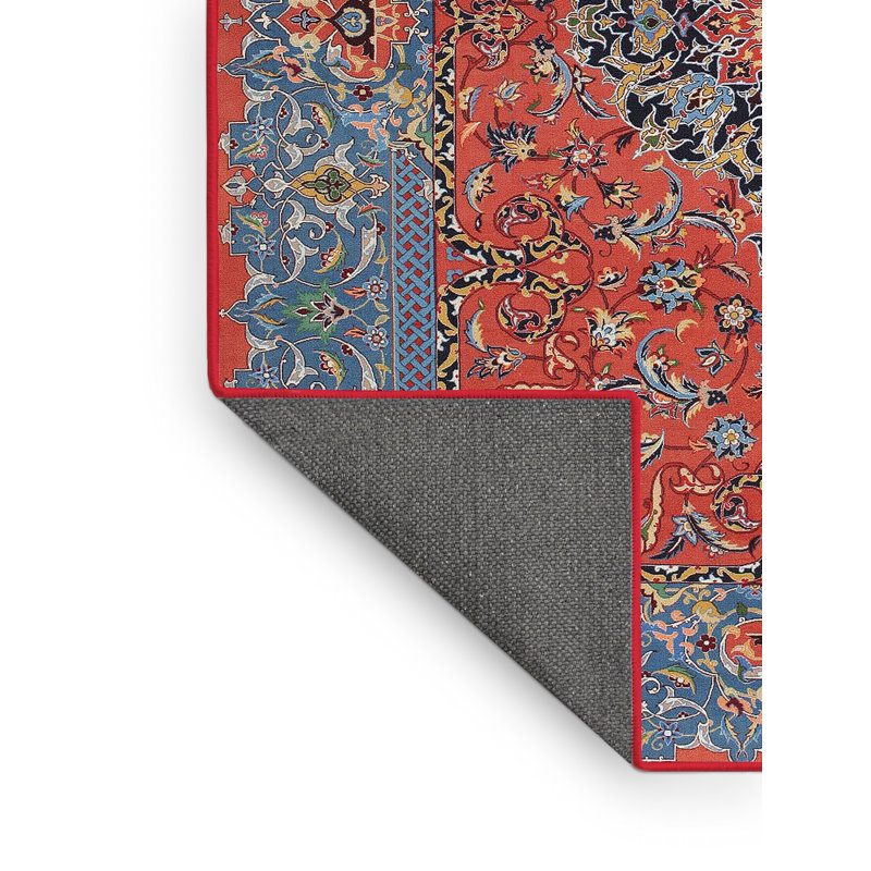 Tapis bleu / rouge en laine Kelsi, Rectangle 8 pi x 12 pi