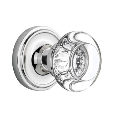 Classic Rosette with Round Clear Crystal Door Knob