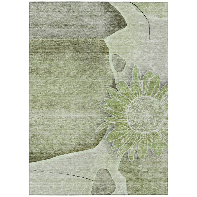 Killingly Washable Floral Indoor / Outdoor Rug, Rectangle 3' x 5'