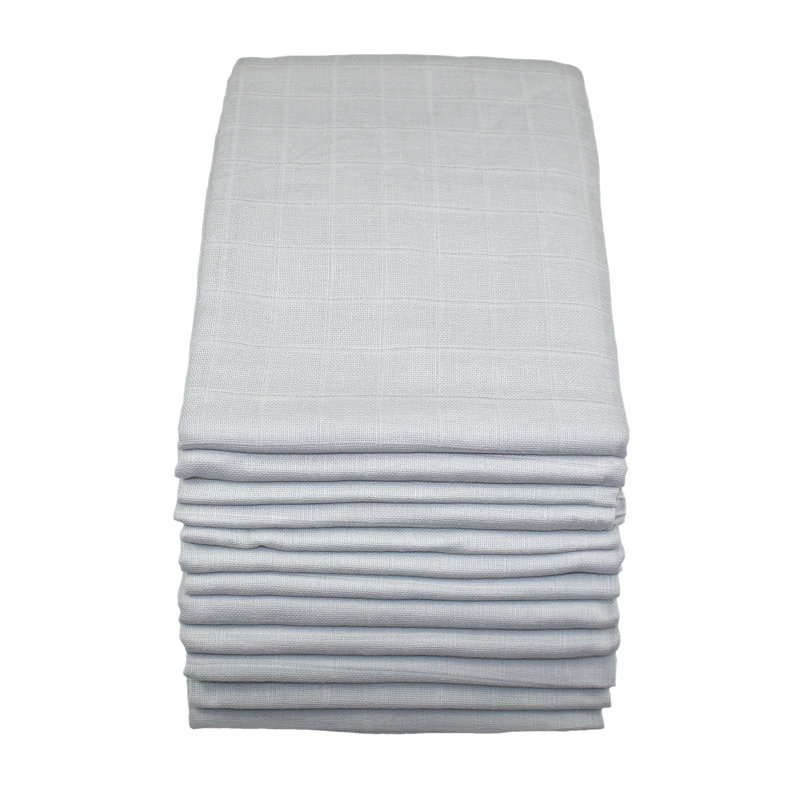 Nottingham MuslinZ 100% Cotton 12 - Piece Muslin Squares, Grey