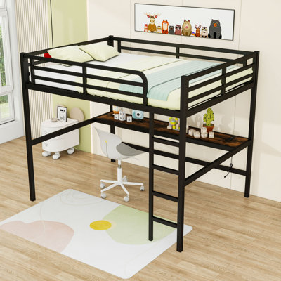 Queen Loft Bed With LED Lighted