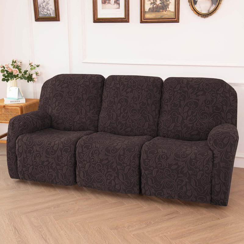 Housse tricotée pour fauteuil inclinable en jacquard, Polyester brun