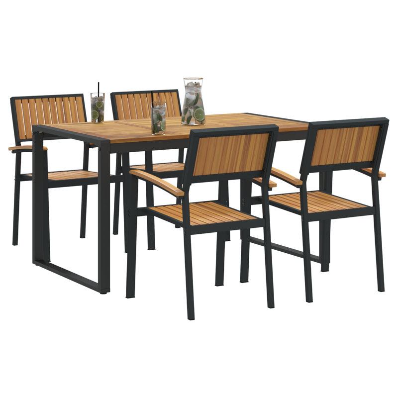 Rectangular 5 - Piece 4 - Person 140Cm L Outdoor Table Set