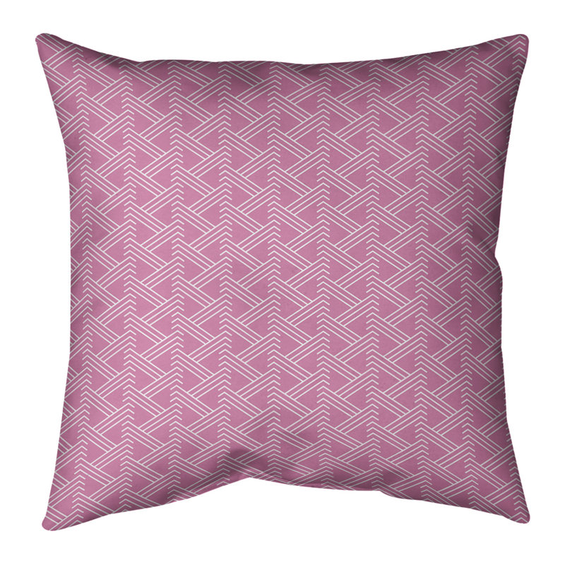 Coussin décoratif à motif zig zag classique, H 16 po x l 16 po, Duvet synthétique, Rose clair