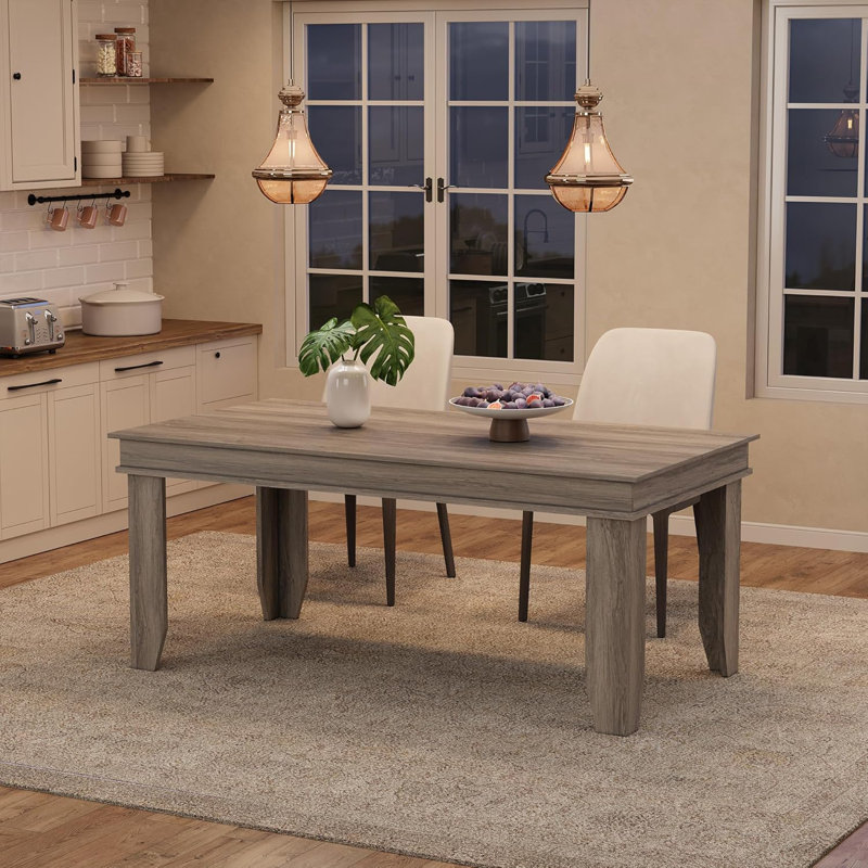 Table de salle à manger Farmhouse pour 6 à 8 personnes, tables de cuisine de 71 po de long avec structure en bois robuste, grande table de salle à manger rectangulaire de 6 pi pour la salle à manger, noyer gris, non extensible 71 po