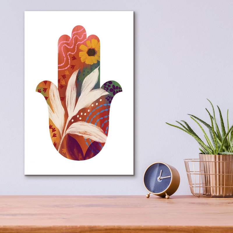 «Fall Hamsa» par Linda Woods, art mural en verre acrylique, H 16 po x l 12 po x P 0,13 po