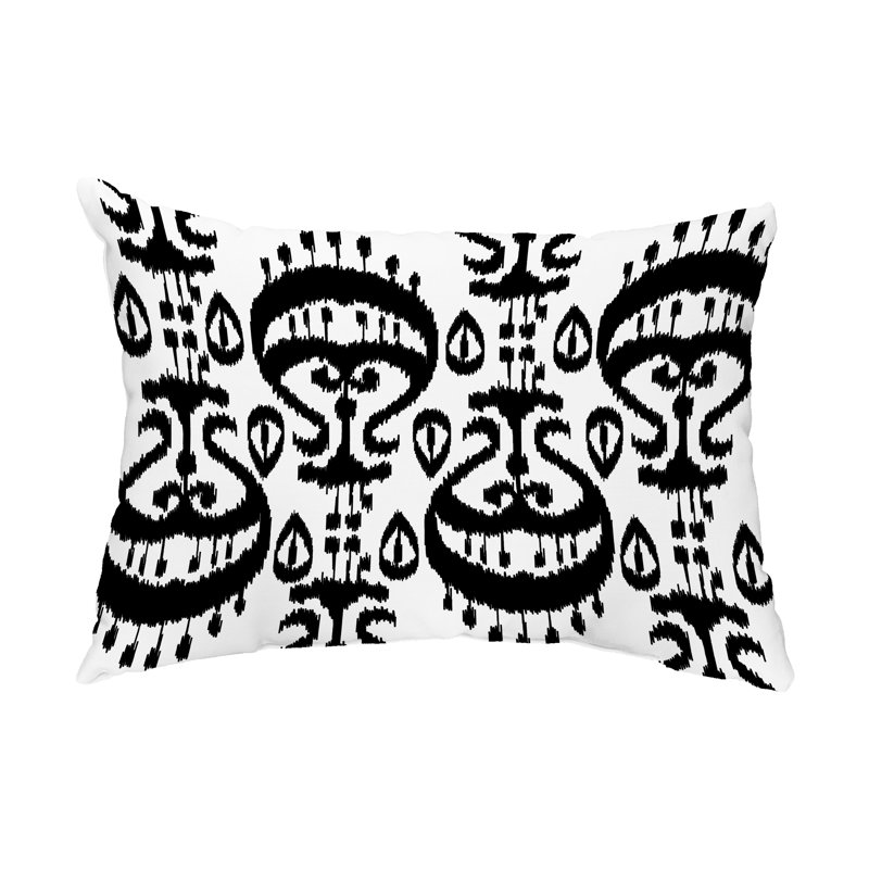 Ikat Outdoor Reversible Throw Pillow, Black