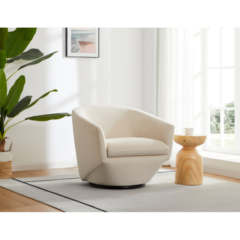Chaise pivotante Elexi, Velours crème