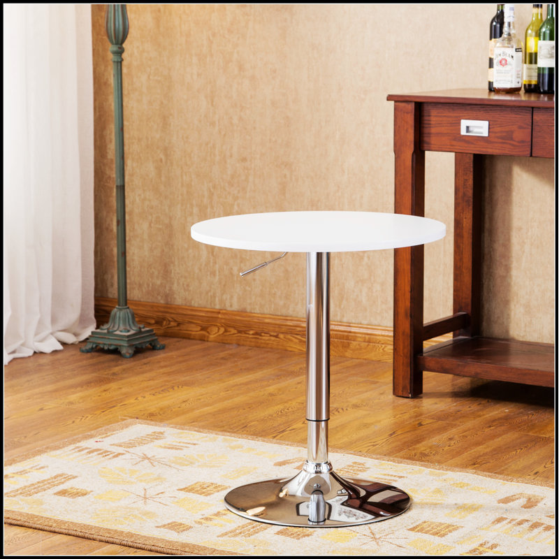 Table de bar réglable à plateau rond en métal avec base robuste, parfaite pour une utilisation polyvalente à la maison et au bureau