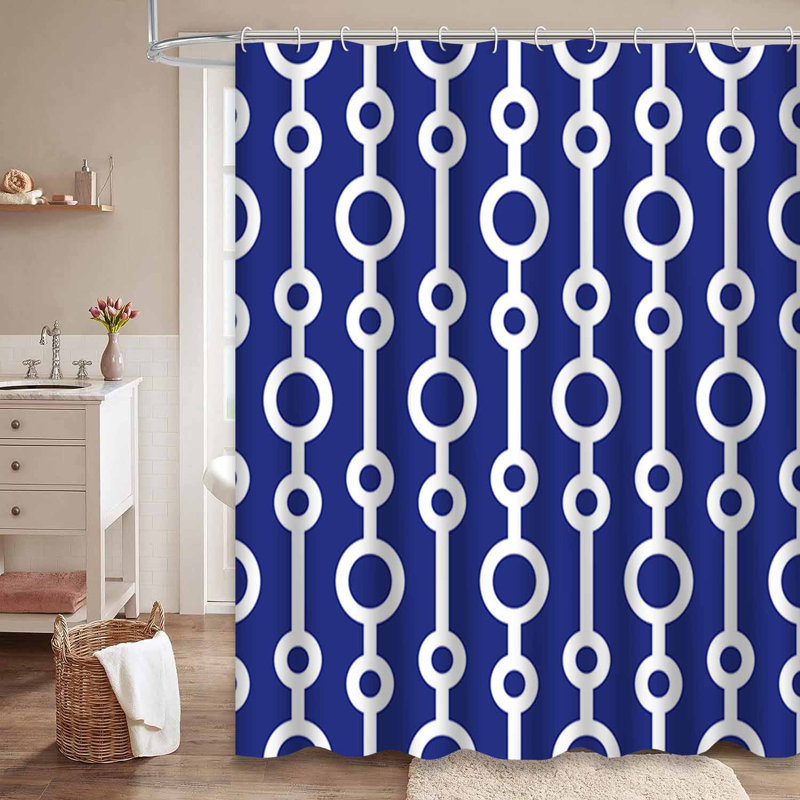 Rideau de douche bleu imperméable, rideaux de douche pour la salle de bain avec 12 crochets, L 72 po x l 84 po
