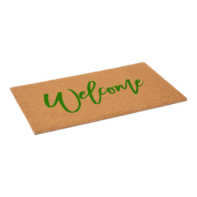 Cursive Welcome Doormat, 24" W x 36" L, Green