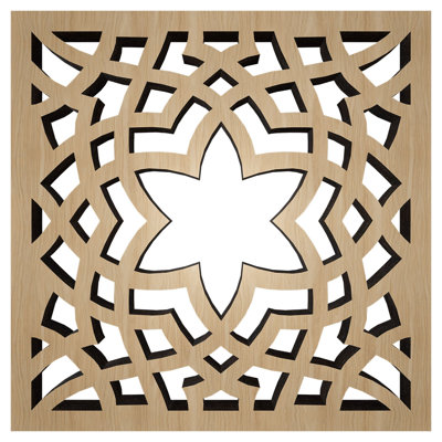 Paris Decorative Fretwork Wood Wall Panels, Extra Small, 7 3/8"W x 7 3/8"H x 3/8"T, White Oak