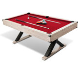 Table de billard 7 pi, table de billard avec 2 bâtons de queue, boules de billard, queues de billard, brosse de nettoyage, pieds en X, tissu, gris rustique, L 84 po x l 46,5 po x H 32,7 po