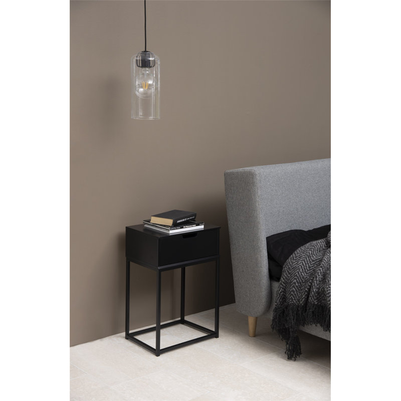 Depue 40cm W Manufactured Wood Bedside Table, Black